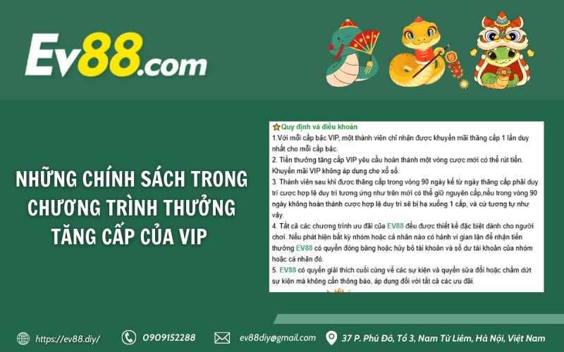Thưởng Tăng Cấp VIP EV88 - Cơ hội kiếm tiền hấp dẫn 4 Những chính sách trong chương trình thưởng tăng cấp của VIP